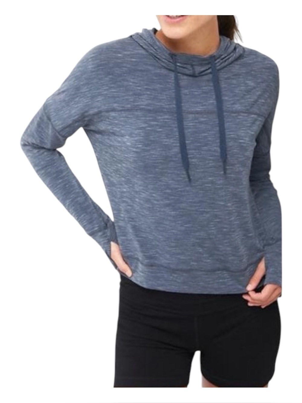 GAPFit Breathe Hoodie NWT Blue Lightweight Thumbhole Pullover Top M